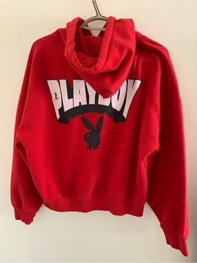 PLAYBOY Red Hoodie with Black & White Logo